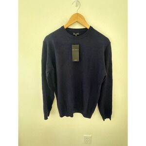 Emi Maglia Mens Navy Blue Wool Cashmere Blend Crewneck Sweater Made in Italy M